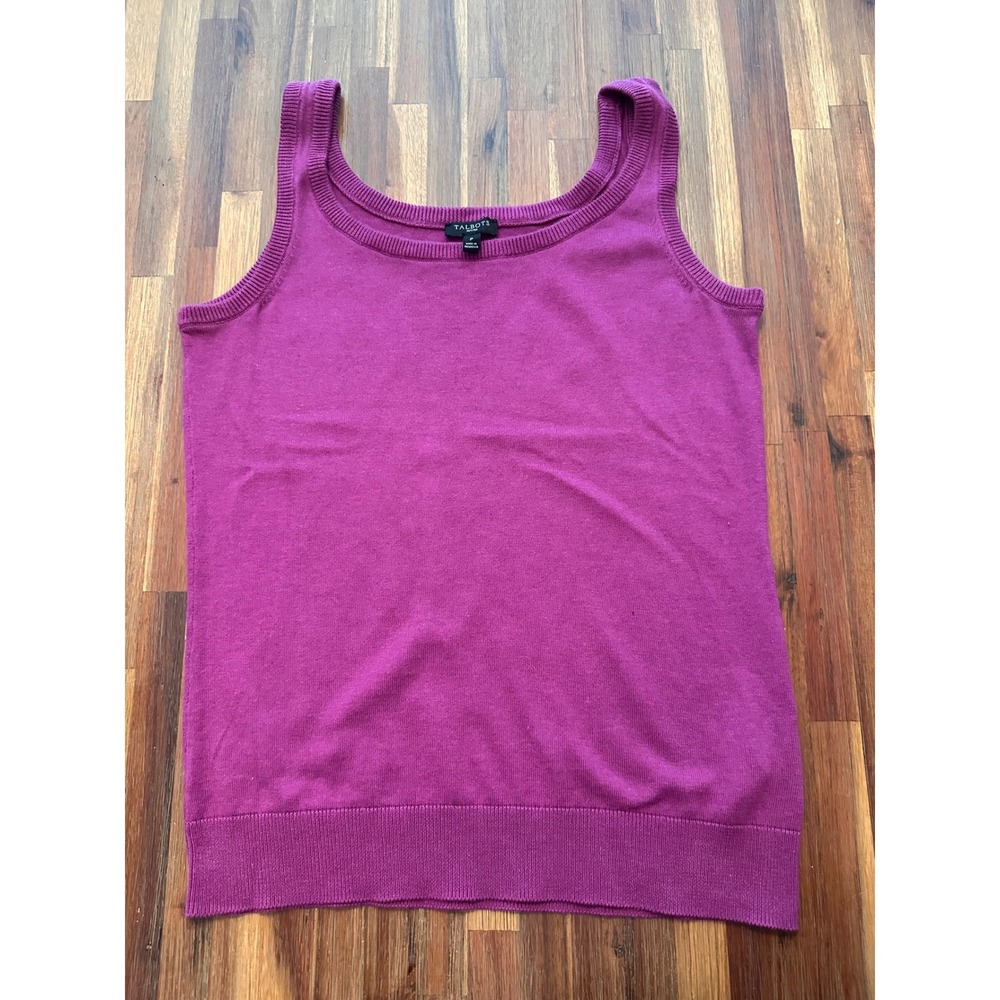 Talbots Sweater Tank Women P Purple Excellent Scoop Neck Knit Shell Petites
